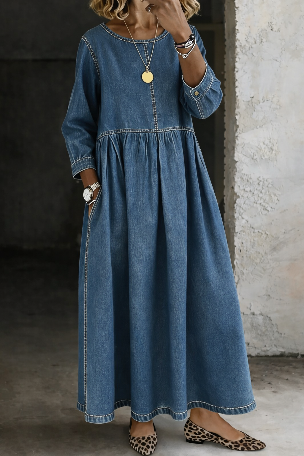 Zephyrelle | Vintage Denim Maxi Dress