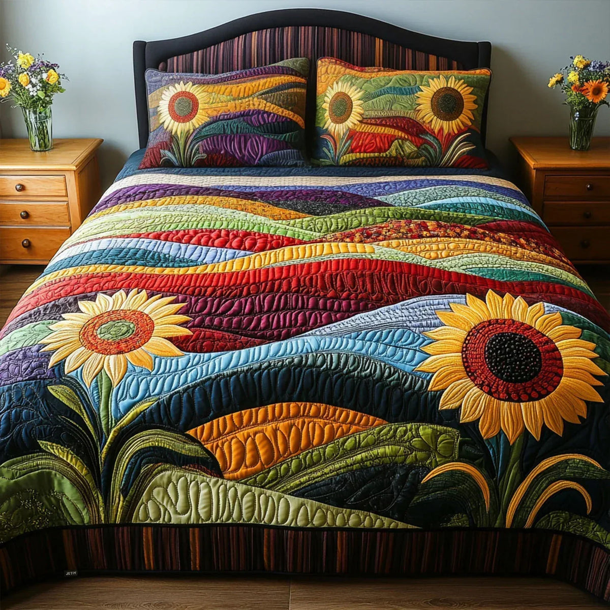 Sunflower Dream 3-Piece Quilted Bedding Set