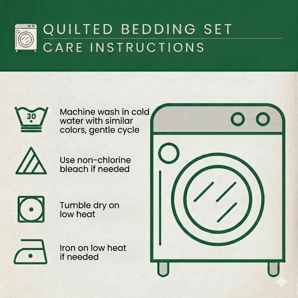 White Hibiscus 3-Piece Quilted Bedding Set