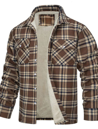 Prudence Brown Cream Check flannel jacket