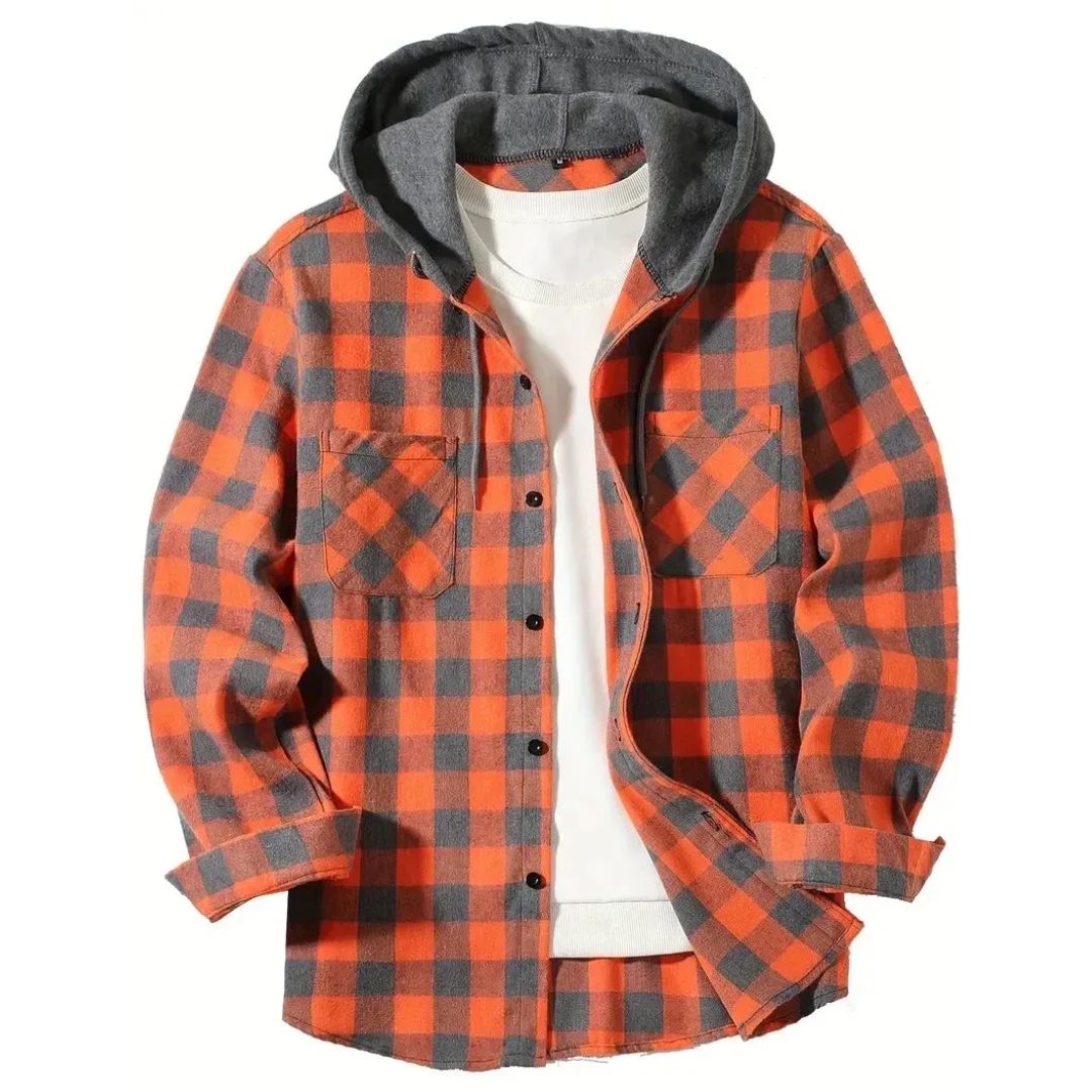 Gwendolyn Orange Black Check flannel jacket