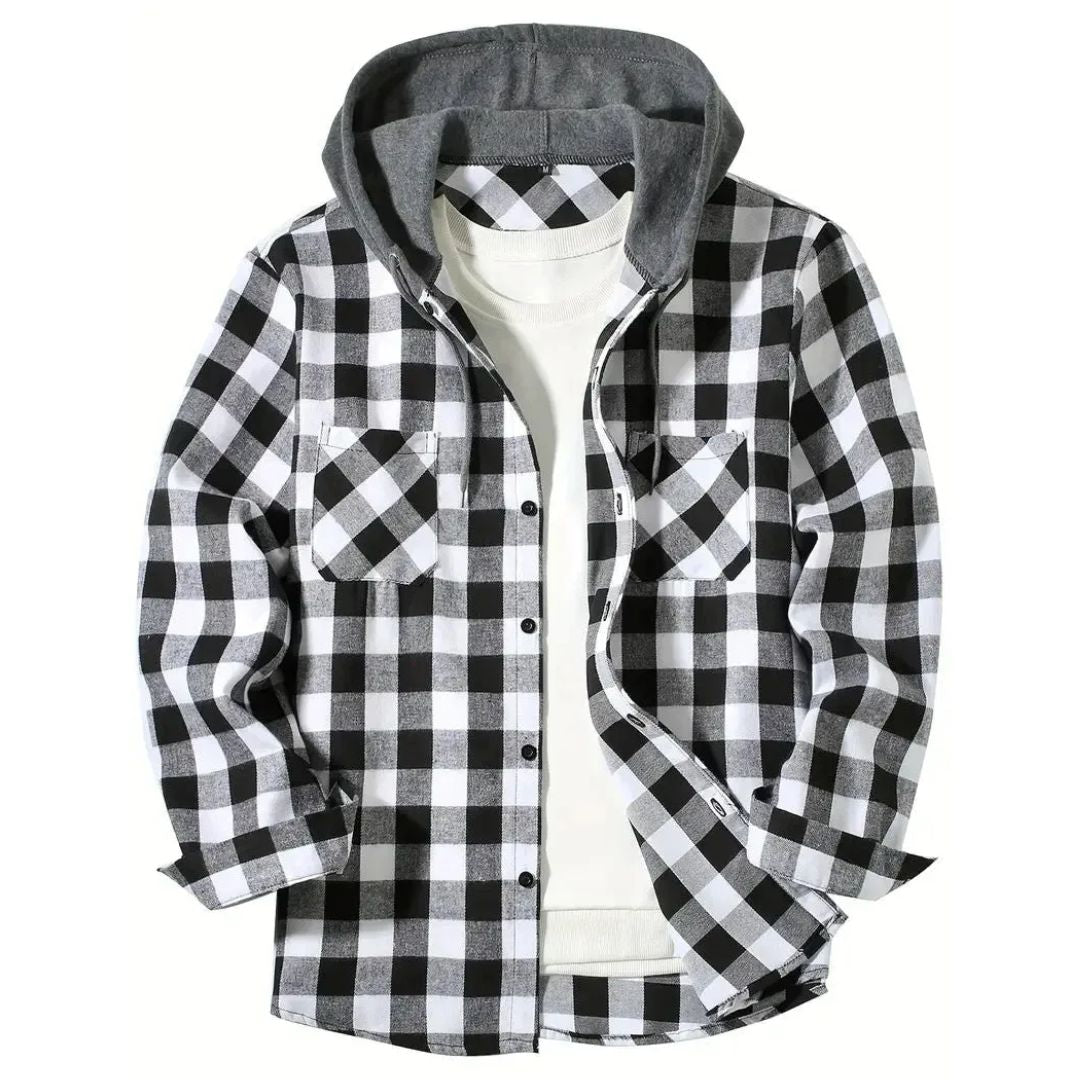 Gwendolyn Black White Check flannel jacket
