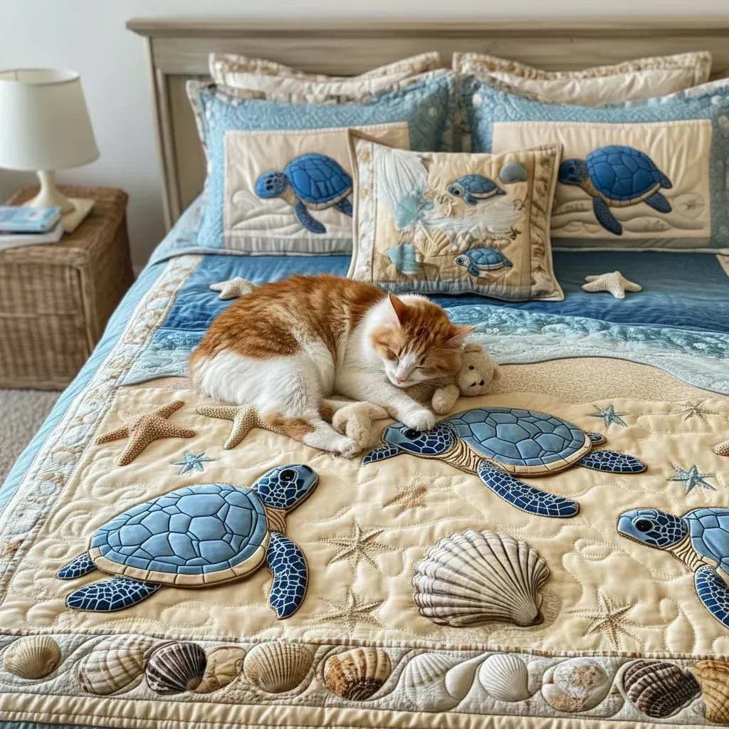 Sea Turtles 3-Piece Quilted Bedding Set