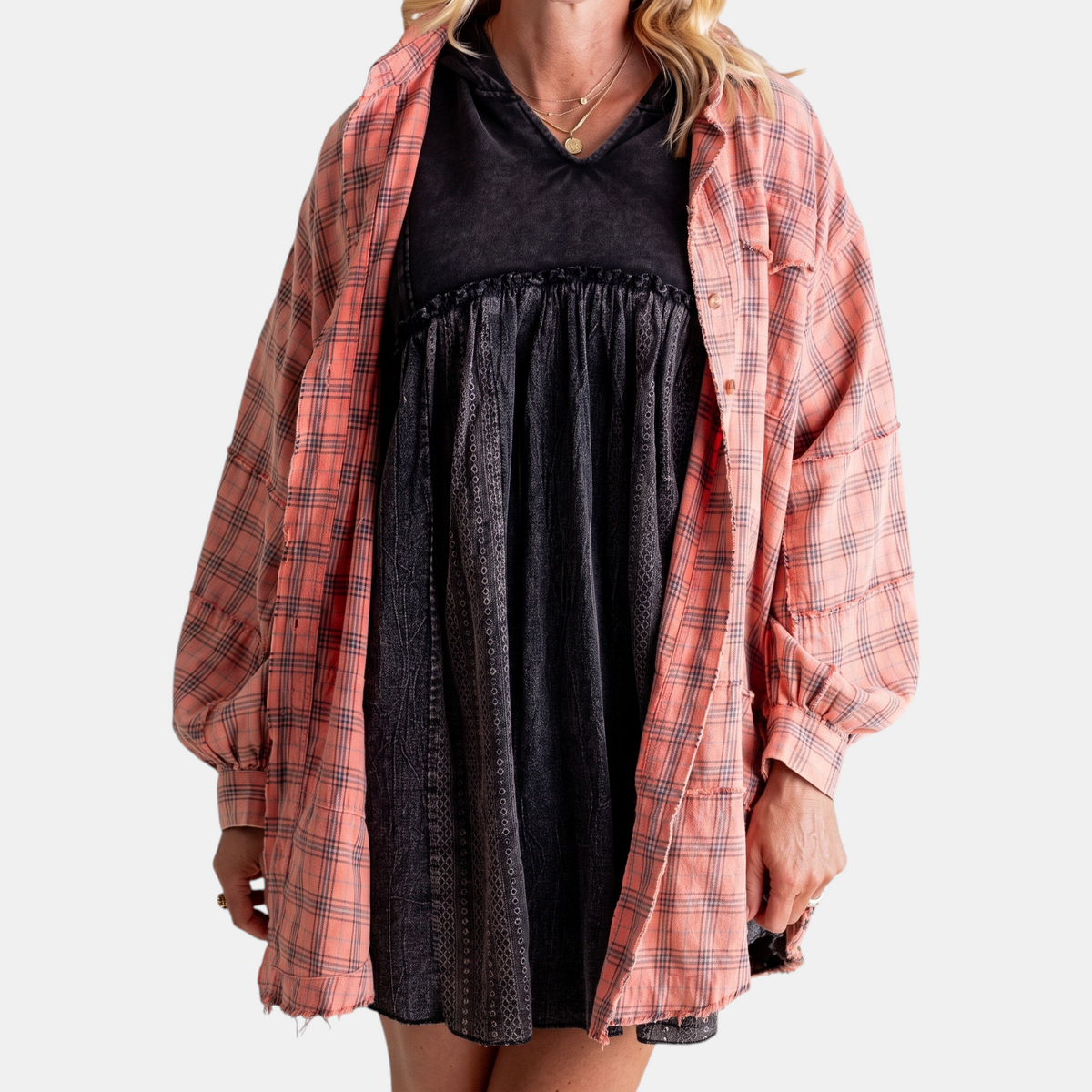 Hazel | Raw Hem Flannel Shirt