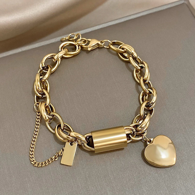 Chunky Heart Charm Bracelet