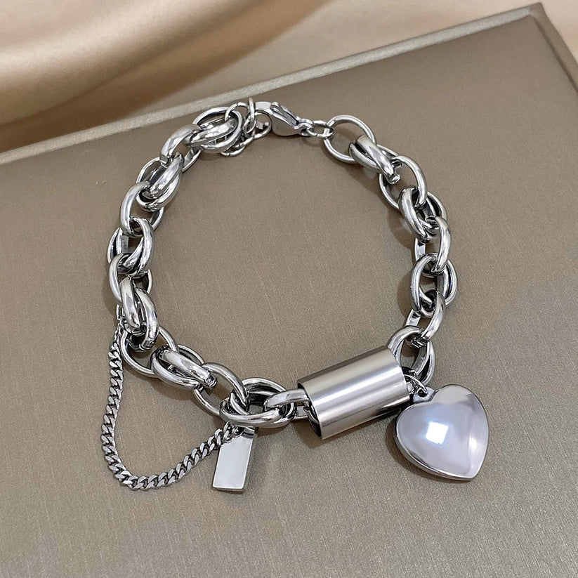 Chunky Heart Charm Bracelet