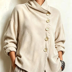 Amber corduroy button up top in Cream