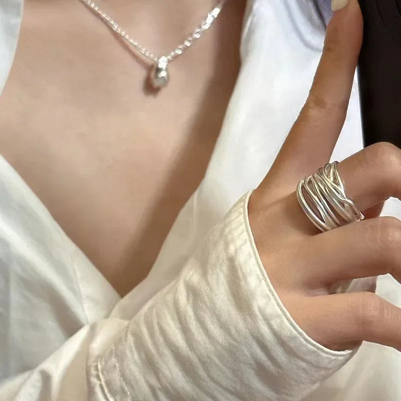 Silver Adjustable Multi-Thread Ring
