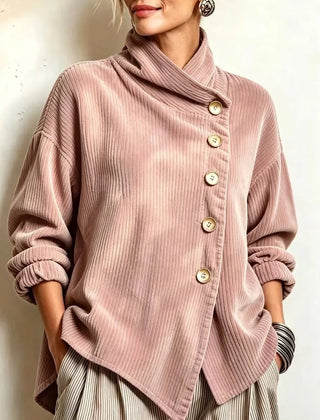 Amber corduroy button up top in Dusty Rose