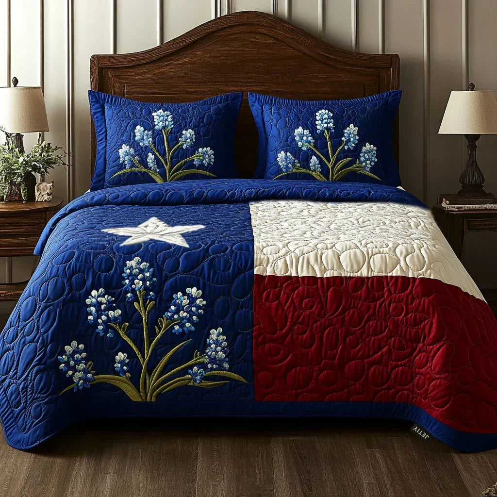 Bluebell Star 3-Piece Quilted Bedding Set