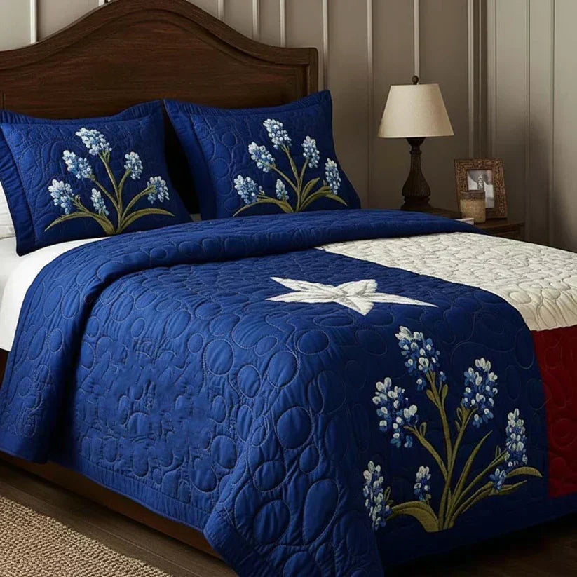 Bluebell Star 3-Piece Quilted Bedding Set