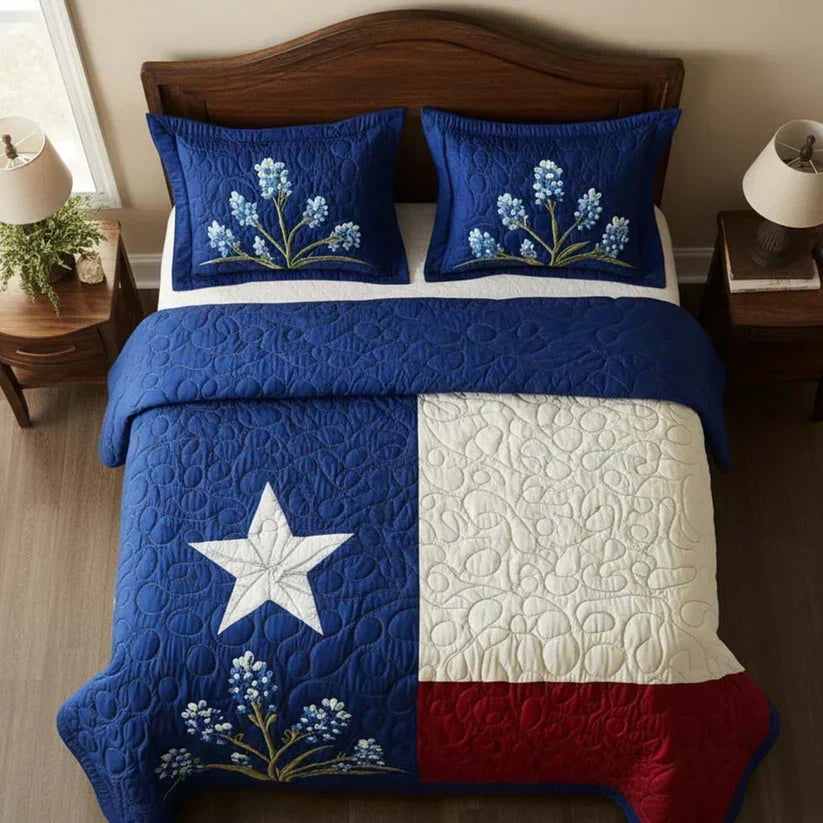 Bluebell Star 3-Piece Quilted Bedding Set
