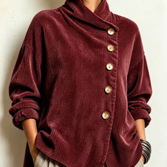 Amber corduroy button up top in Burgundy