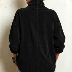 Amber corduroy button up top in Black