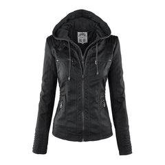 Callista Hooded Moto Jacket in Black