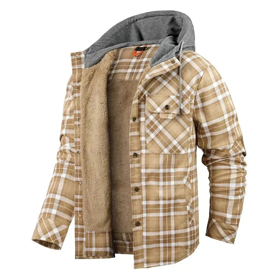 Rowena Beige Cream Plaid flannel jacket