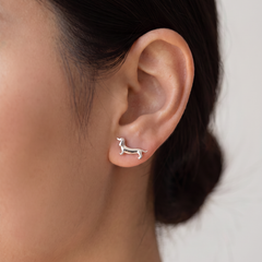 Dachshund Sterling Silver Stud Earrings