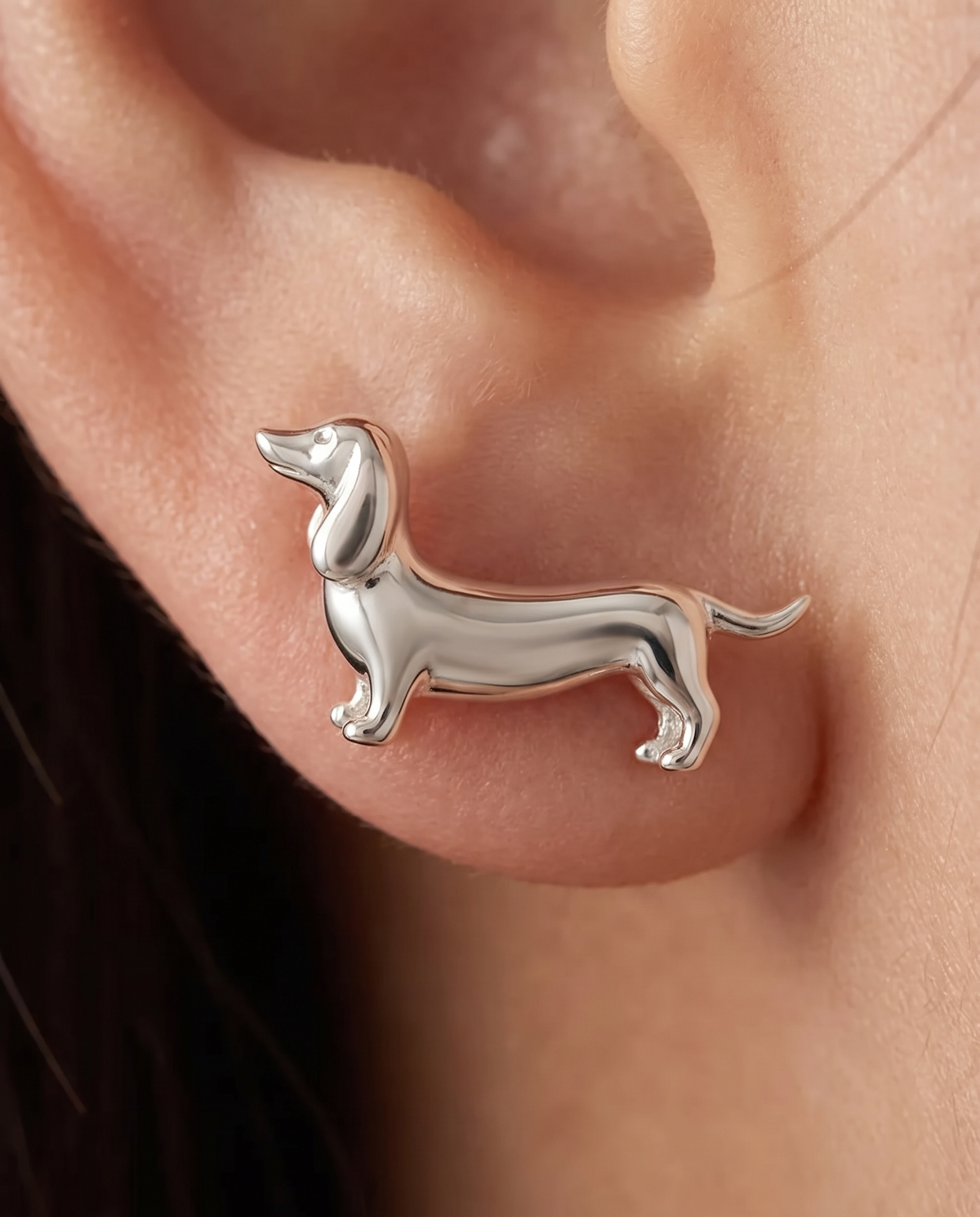 Dachshund Sterling Silver Stud Earrings