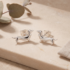 Dachshund Sterling Silver Stud Earrings