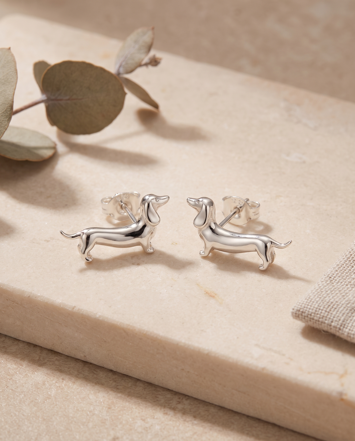 Dachshund Sterling Silver Stud Earrings