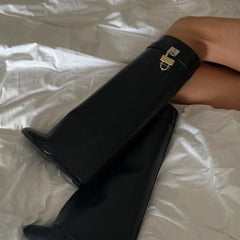 Hilary Knee High Wedge Boots pair