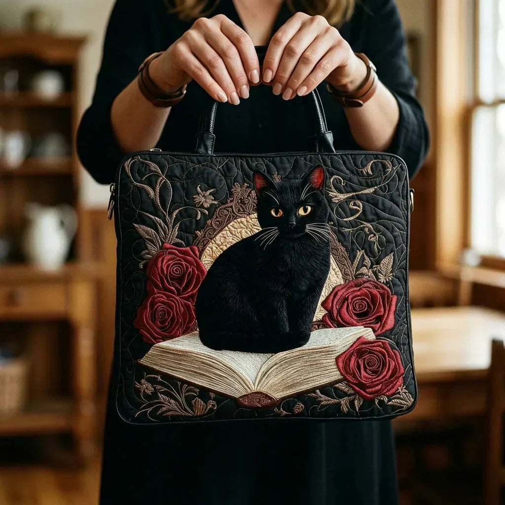 Tote Padded Bag - Black Cat & Books