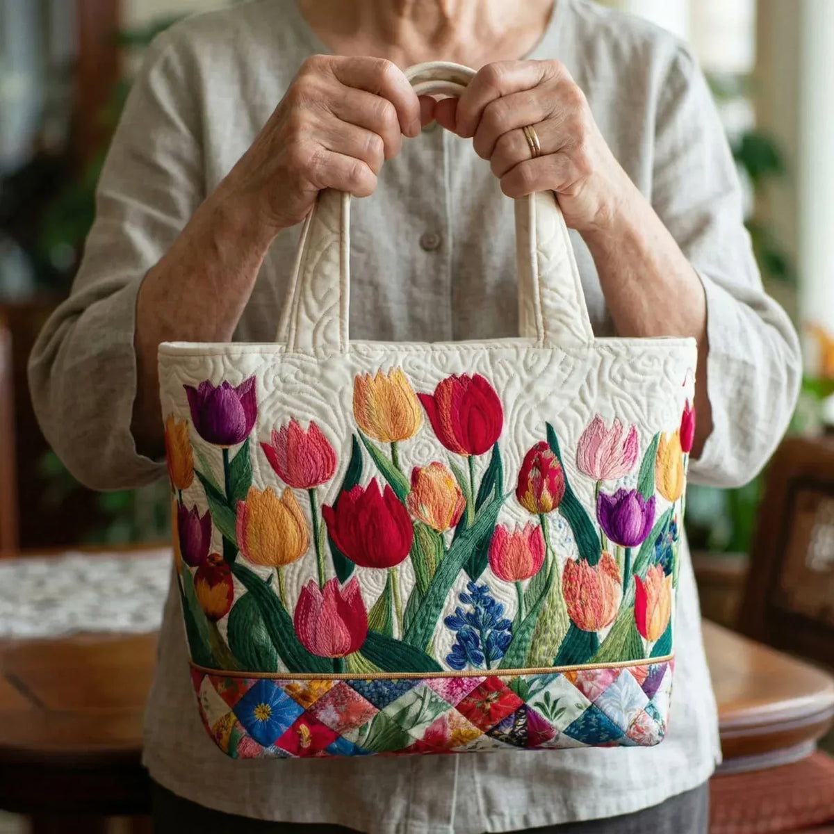 Tote Padded Bag - Tulip Garden