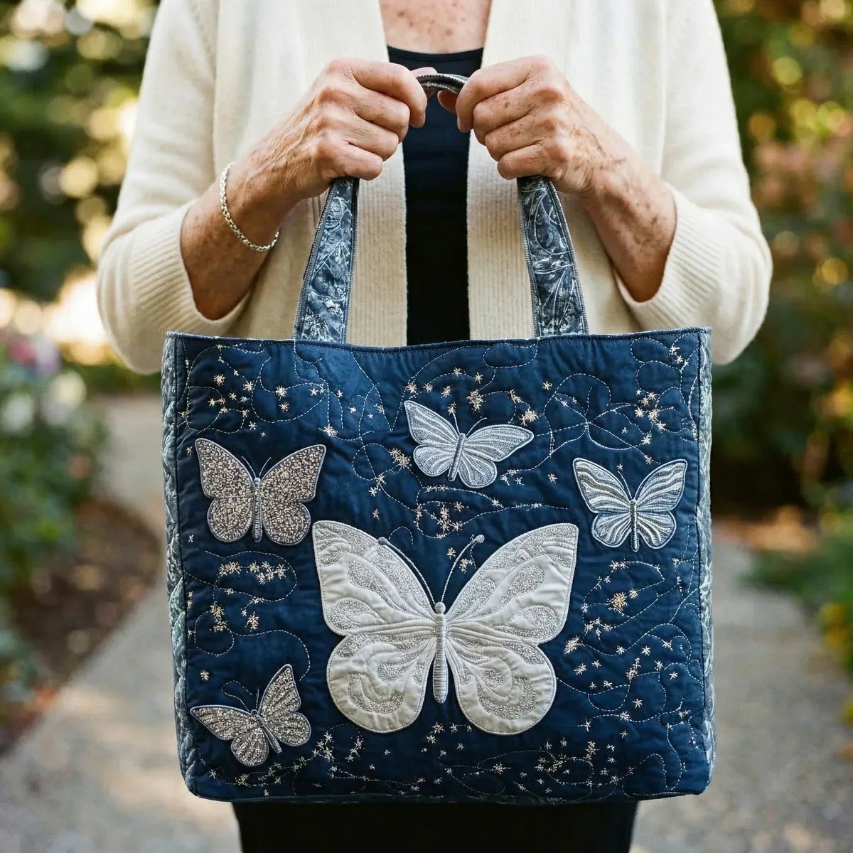 Tote Padded Bag - Silver Butterfly