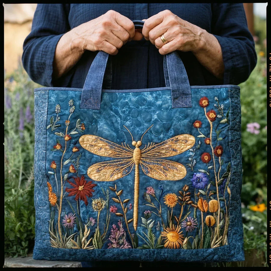 Tote Padded Bag - Golden Dragonfly