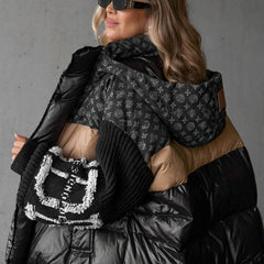 Natalie puffer coat hood detail