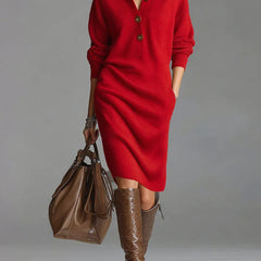 Helena Ribbed Midi Dress in Red