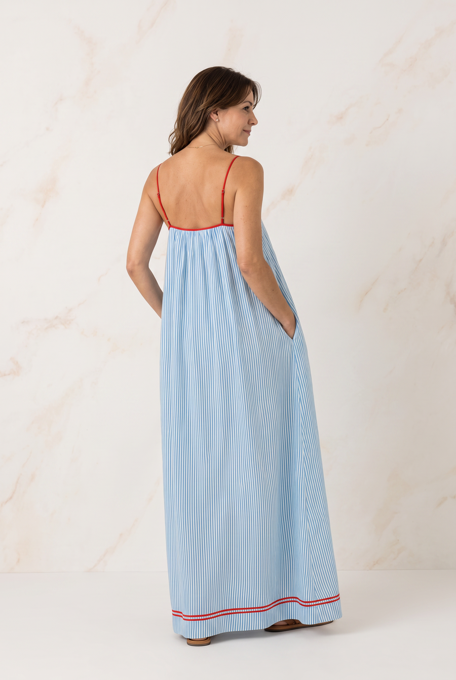 Striped Contrast Trim Maxi Dress