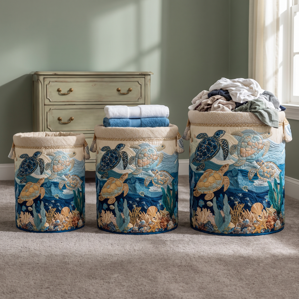 Coral | Shell Shine Laundry Basket