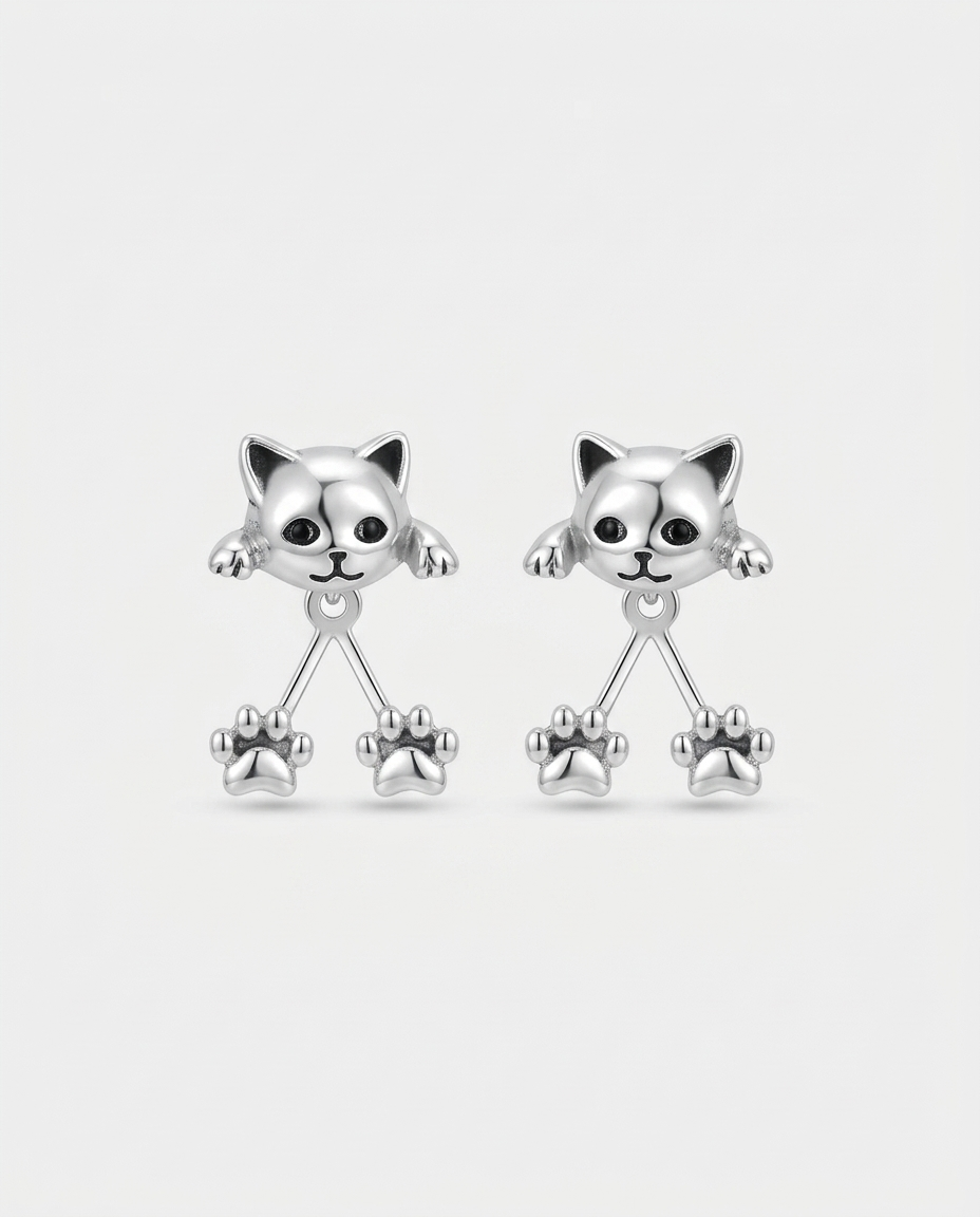 Women’s Silver Plated Cat Paw Earrings - Eleanor