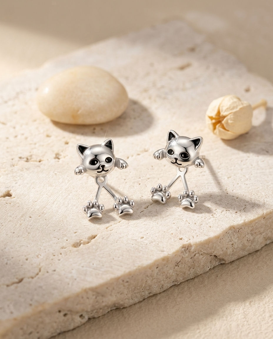 Women’s Silver Plated Cat Paw Earrings - Eleanor