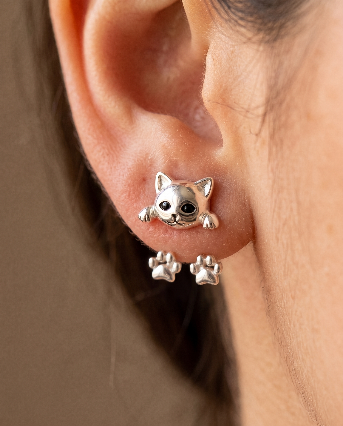 Women’s Silver Plated Cat Paw Earrings - Eleanor