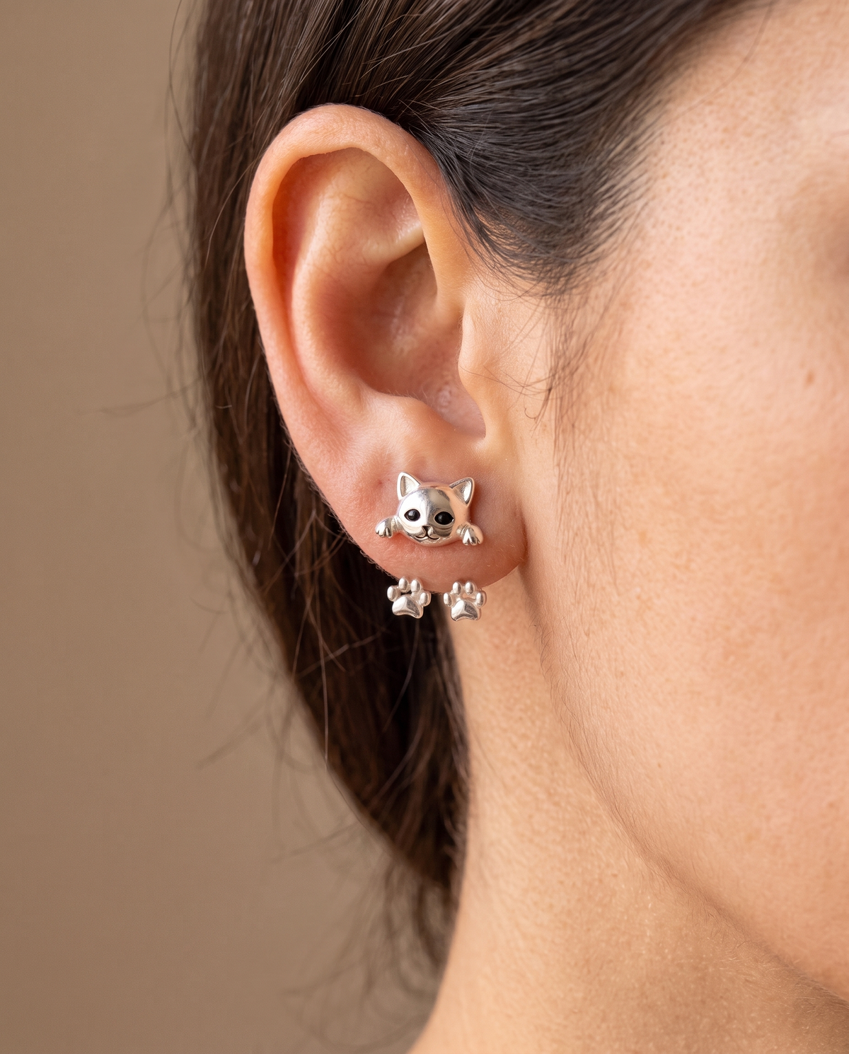 Women’s Silver Plated Cat Paw Earrings - Eleanor