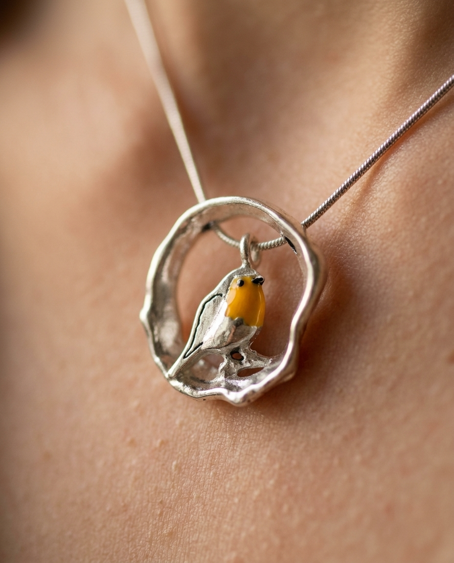 Women’s Silver Robin Bird Necklace - Eleanor