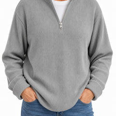 Edith half zip funnel neck jumper in Grey