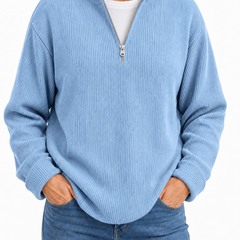 Edith half zip funnel neck jumper in Sky Blue