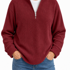 Edith half zip funnel neck jumper in Wine