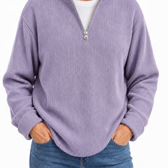 Edith half zip funnel neck jumper in Lilac