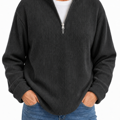 Edith half zip funnel neck jumper in Charcoal