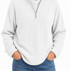 Edith half zip funnel neck jumper in White