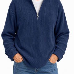Edith half zip funnel neck jumper in Navy