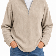 Edith half zip funnel neck jumper in Oatmeal
