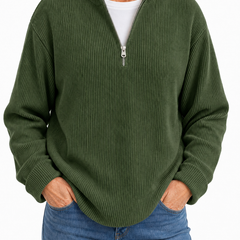 Edith half zip funnel neck jumper in Olive