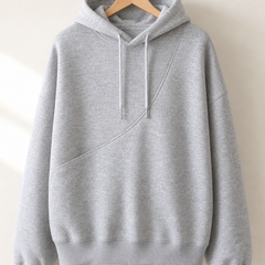 Tilly Pet Pocket Fleece Hoodie in Light Grey on a hanger, Abbey Lane
