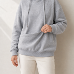 Tilly Pet Pocket Fleece Hoodie, the curved front pouch shown open, Abbey Lane