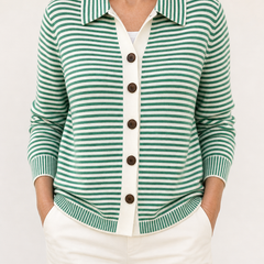 Lesley striped cardigan in Green